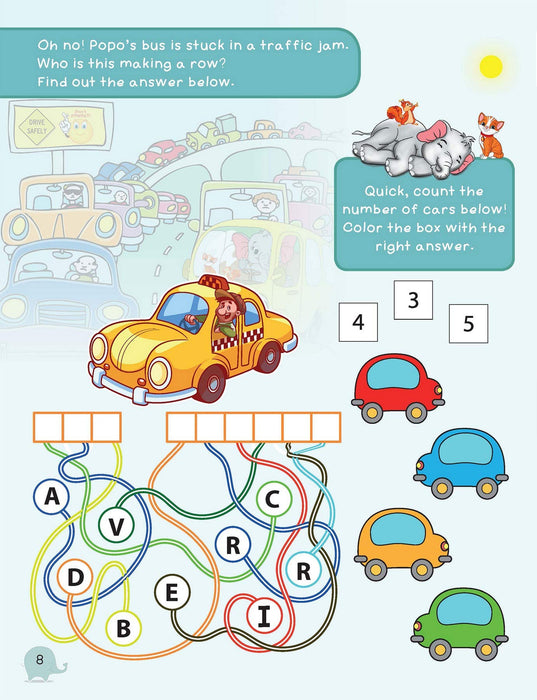 Popo loves vehicles. Do you? - Activities , Coloring, Counting, Writing Book For Children